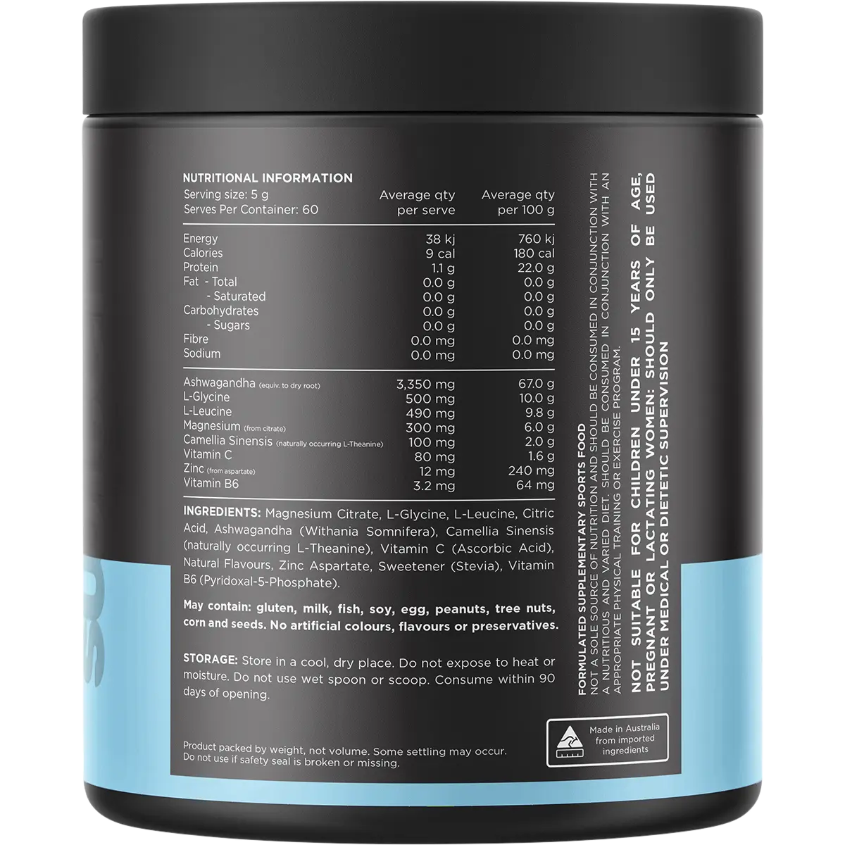 Switch Nutrition Adrenal Magnesium Support Formula Lemonade — back pack image (UHP)