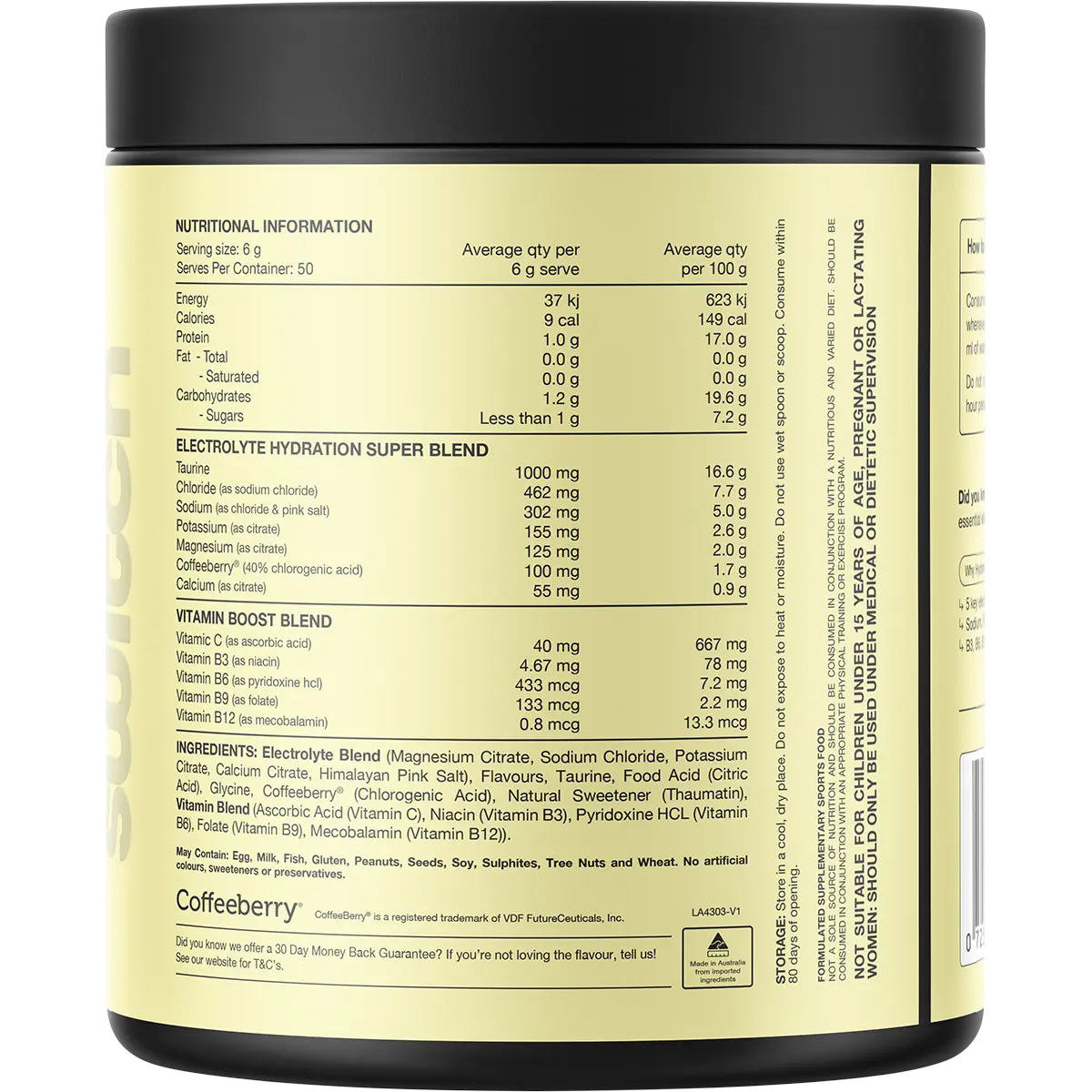 Switch Nutrition Hydrate Electrolytes No Added Sugar Kiwi Watermelon — back pack image (UHP)