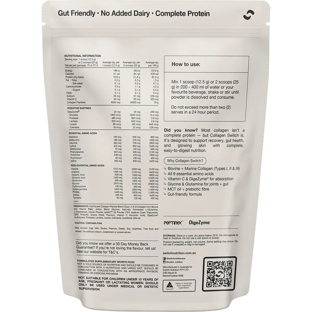 Switch Nutrition Collagen Peptides Rich Chocolate