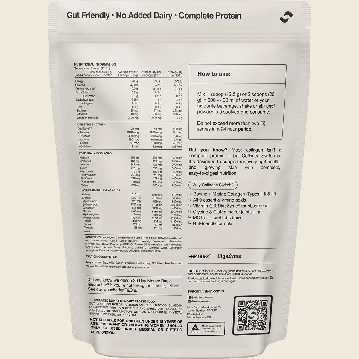 Switch Nutrition Collagen Peptides Rich Chocolate Switch Nutrition