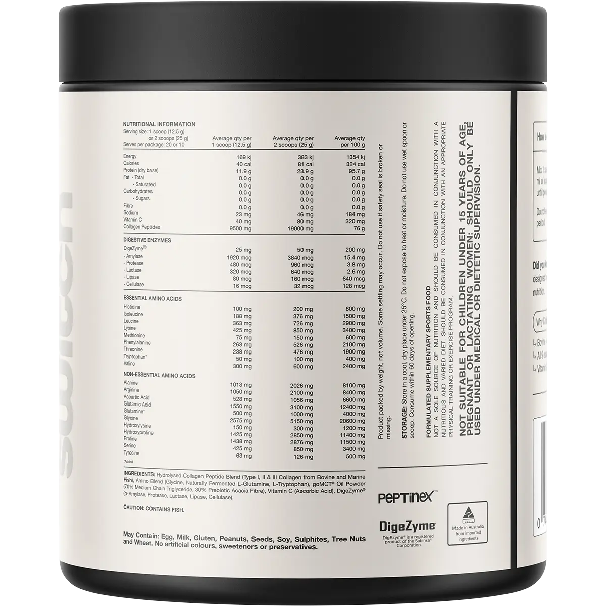 Switch Nutrition Collagen Peptides Unflavoured — back pack image (UHP)