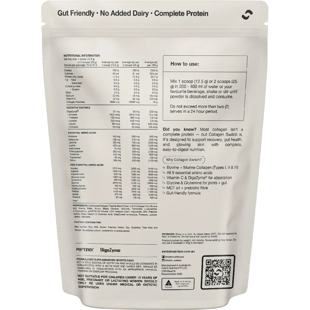 Switch Nutrition Collagen Peptides Unflavoured