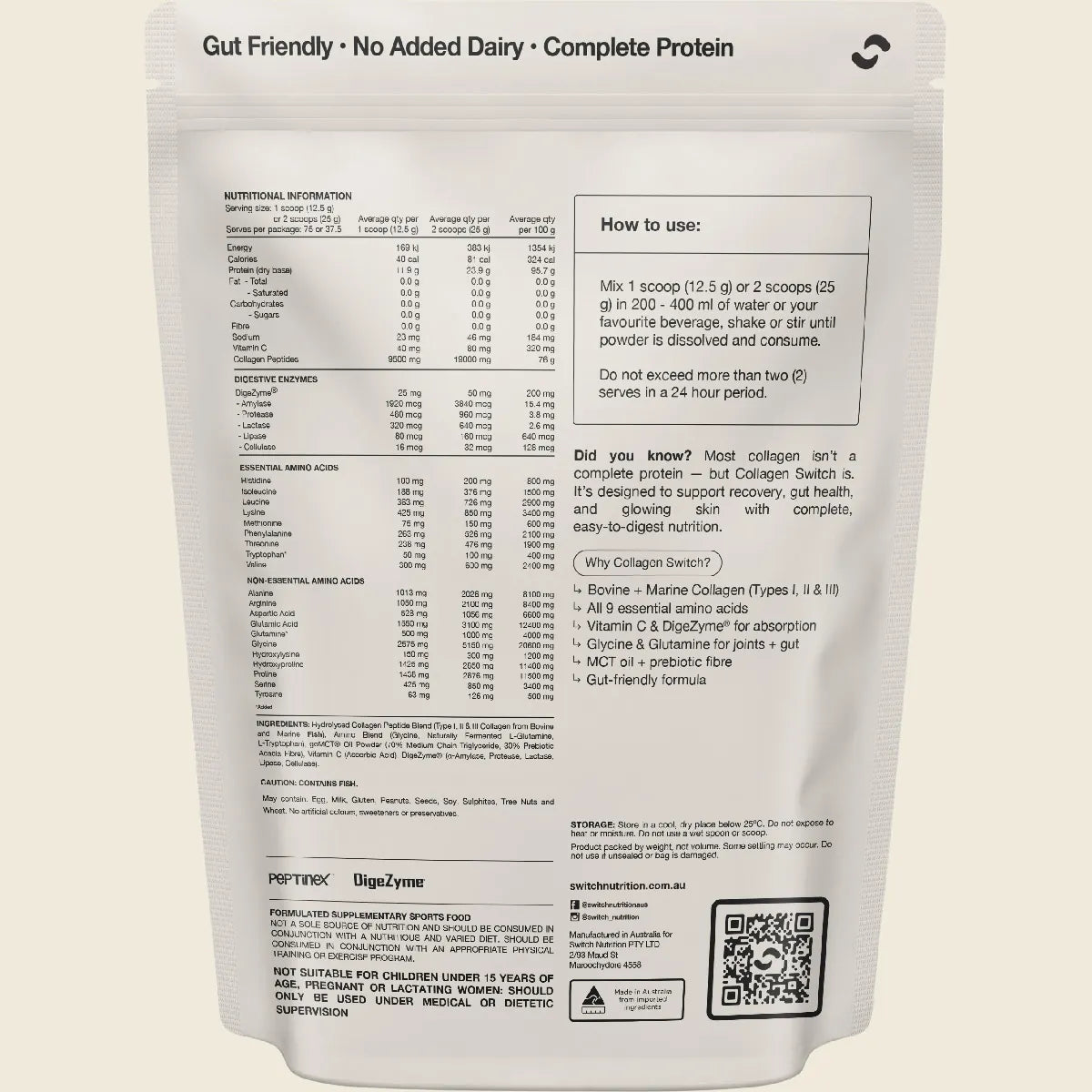 Switch Nutrition Collagen Peptides Unflavoured Switch Nutrition