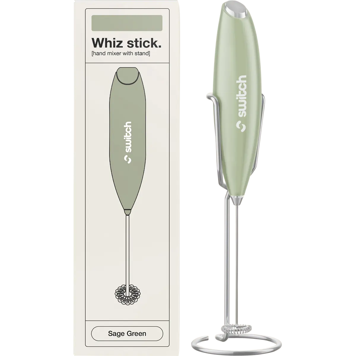 Switch Nutrition Whiz Stick Electric Mixer Sage Green — front pack image (UHP)