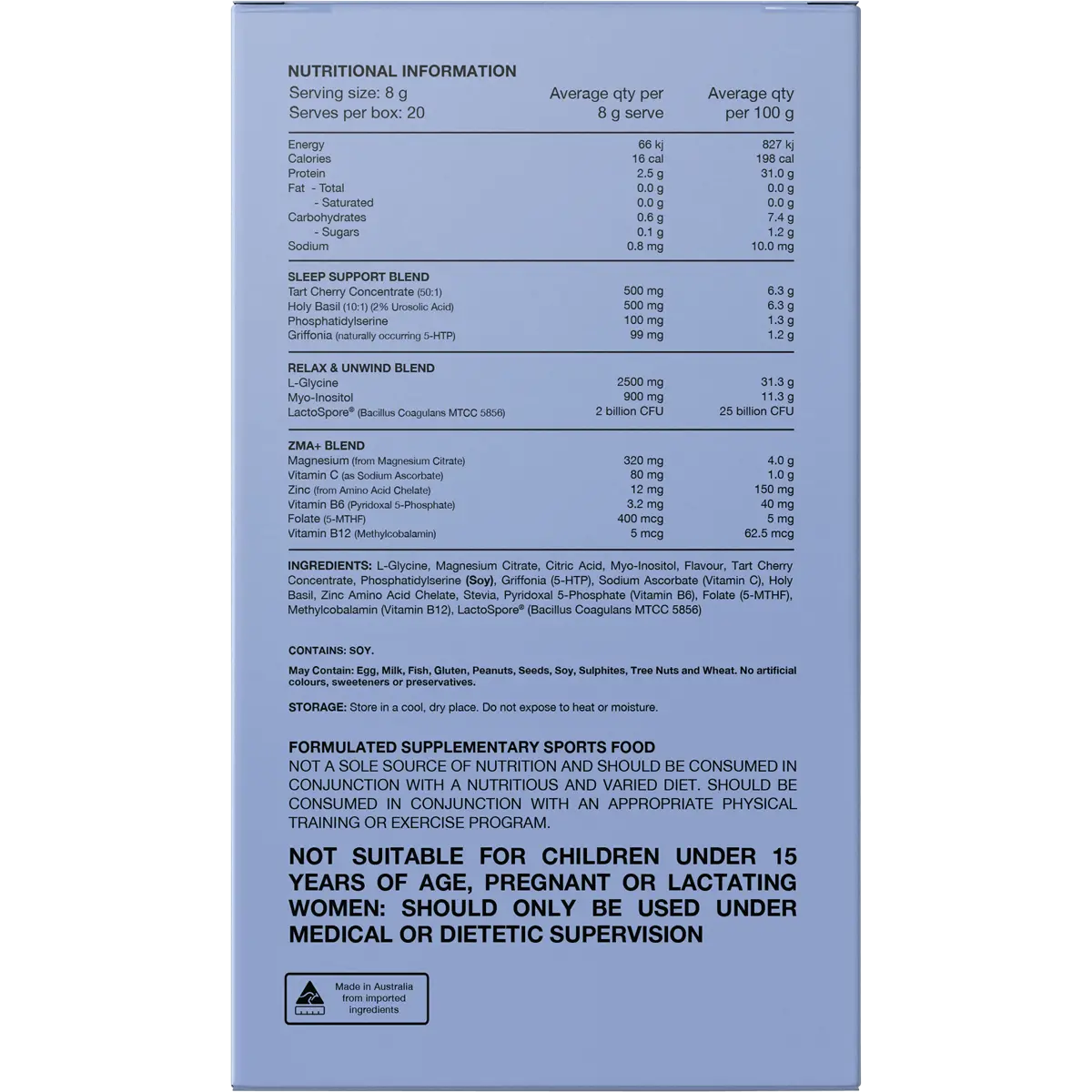 Switch Nutrition Sleep Magnesium Tropical Fruit — back pack image (UHP)