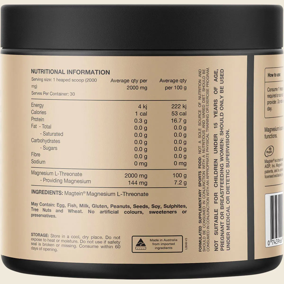 Switch Nutrition Mag3 100% Pure Magnesium L-Threonate 60g Switch Nutrition