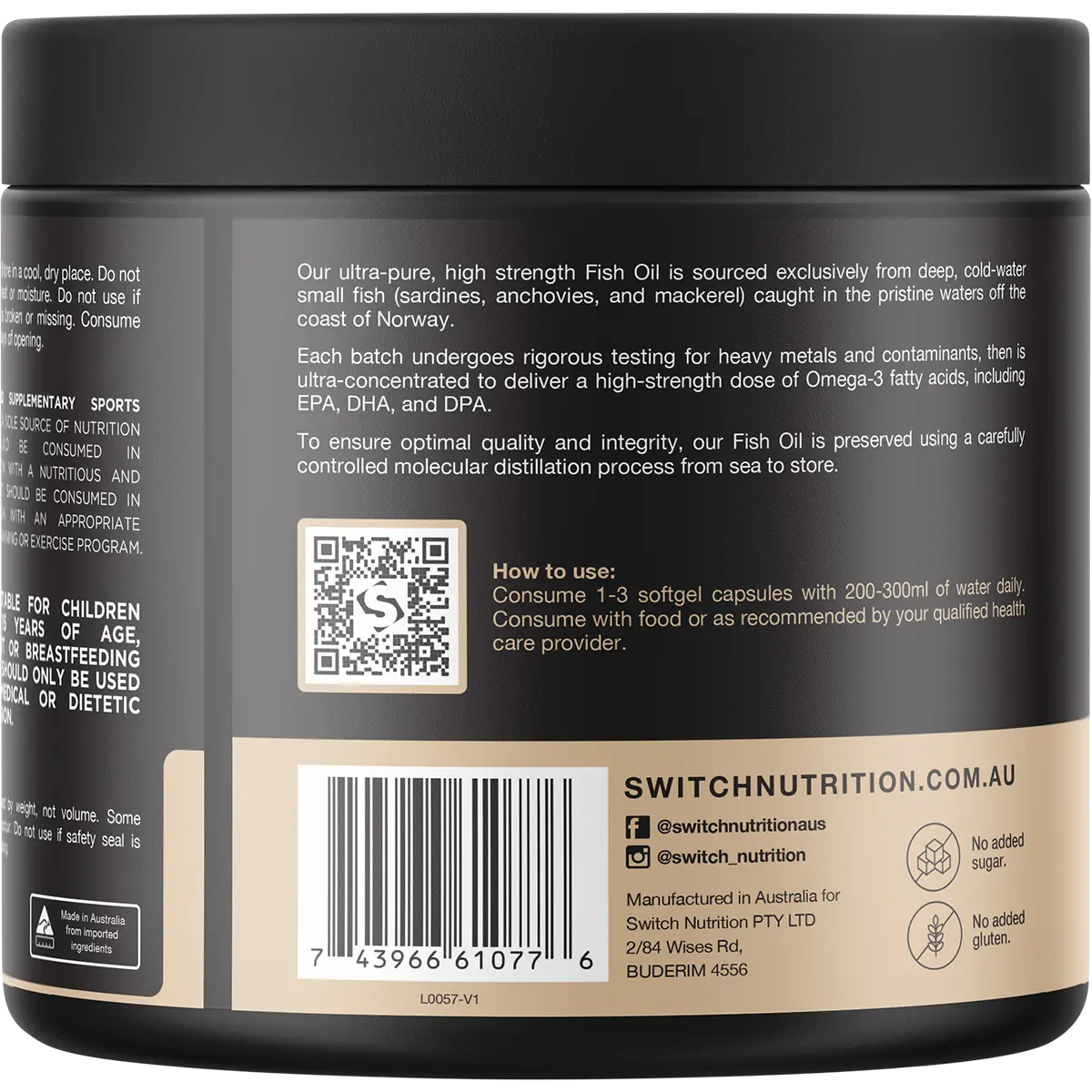 Switch Nutrition Ultra Fish Oil High Strength Norwegian Omega 3 — side pack image (UHP)