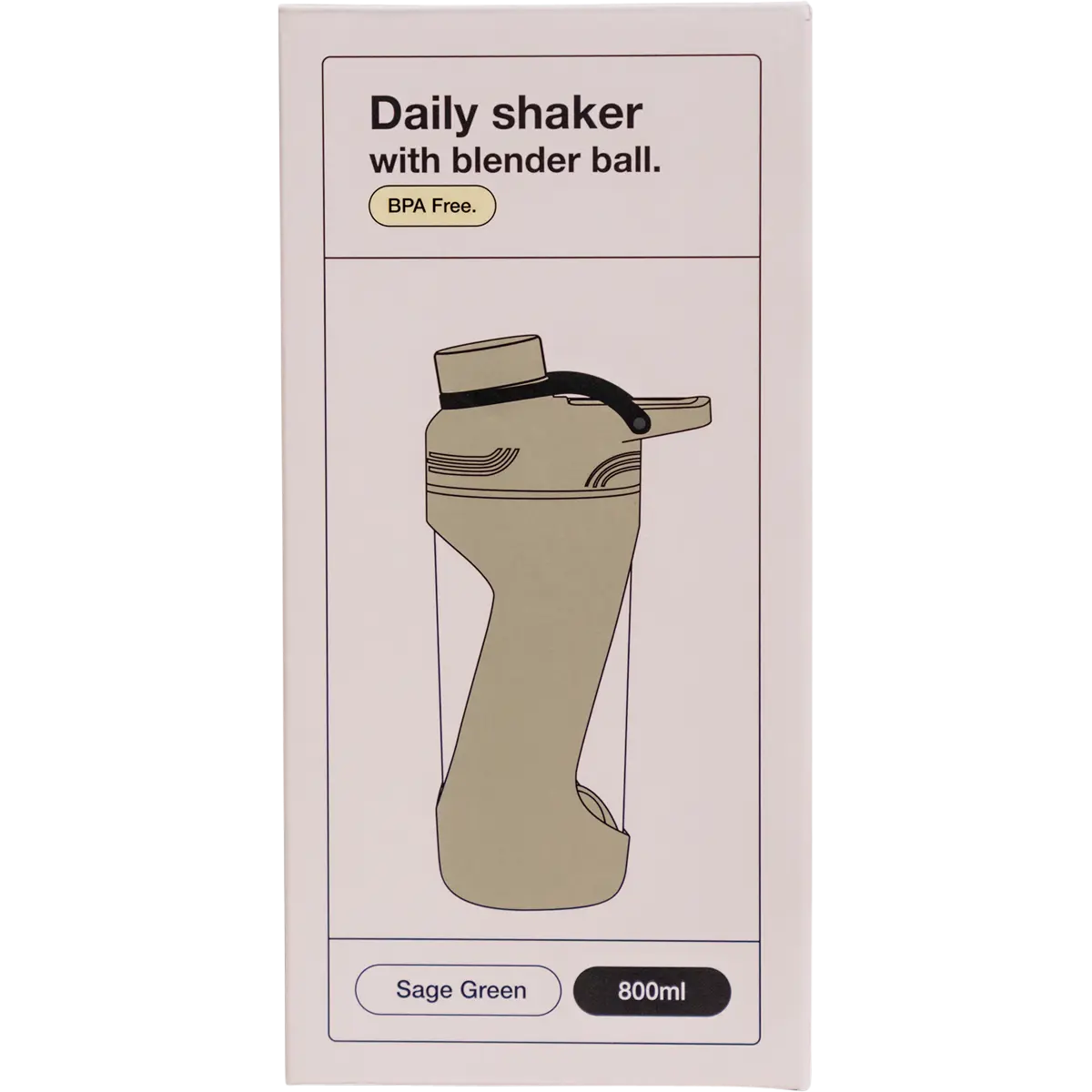 Switch Nutrition Daily Shaker with Blender Ball Sage Green 800ml — pack and display view