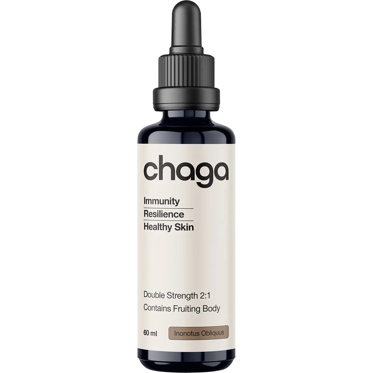 Switch Nutrition Chaga Double Strength 2:1 Mushroom Liquid Extract 60ml — replacement front image (official Switch Nutrition)