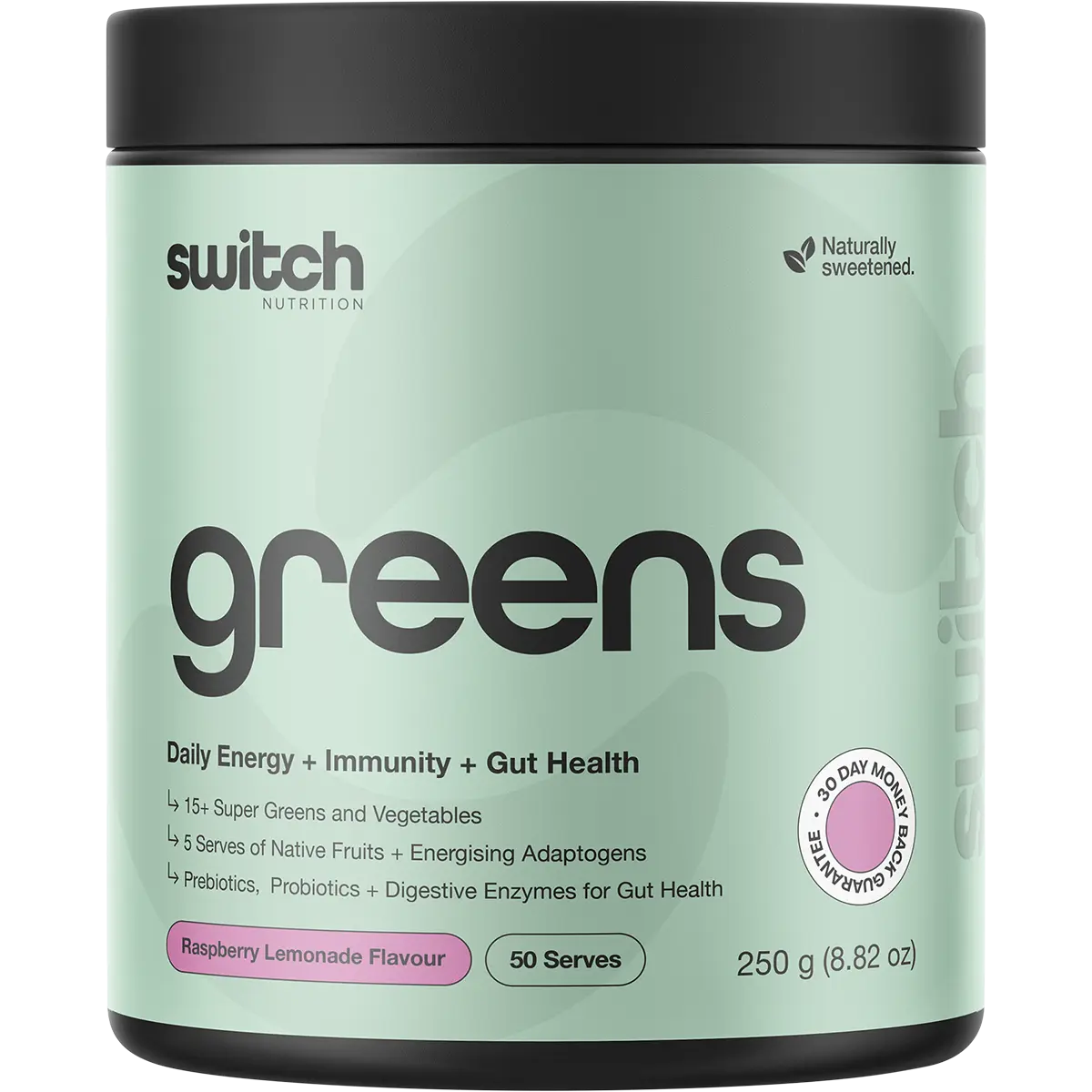 Switch Nutrition Greens Raspberry Lemonade — replacement front image (official Switch Nutrition)