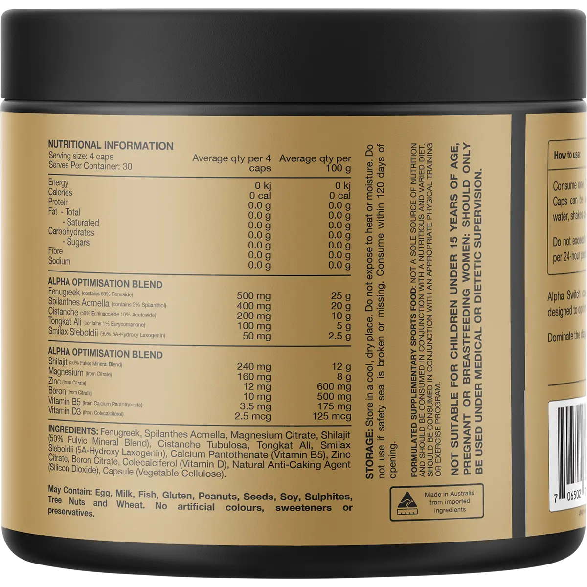 Switch Nutrition Alpha Male Support Formula 120 Caps