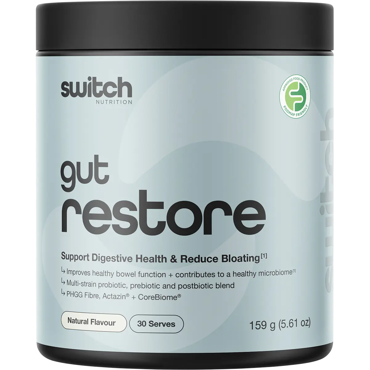 Switch Nutrition Gut Restore Natural 159g — front pack image (UHP)