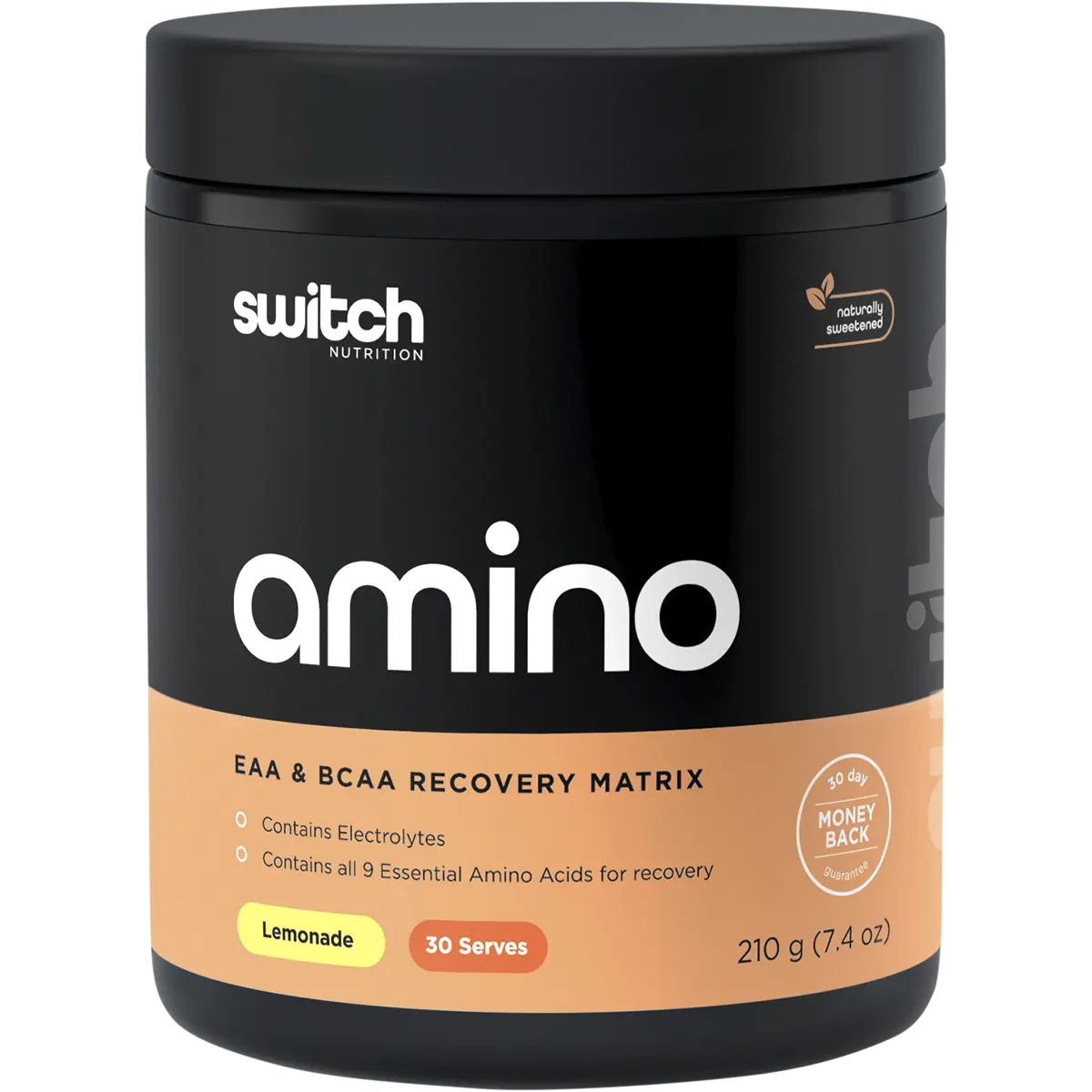 Switch Nutrition Amino EAA & BCAA Electrolyte Recovery Lemonade 210g — front pack image (UHP)