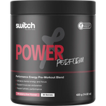 Switch Nutrition Power Perform Pre-Workout Blend Strawberry Kiwi 420g — replacement front image (official Switch Nutrition)