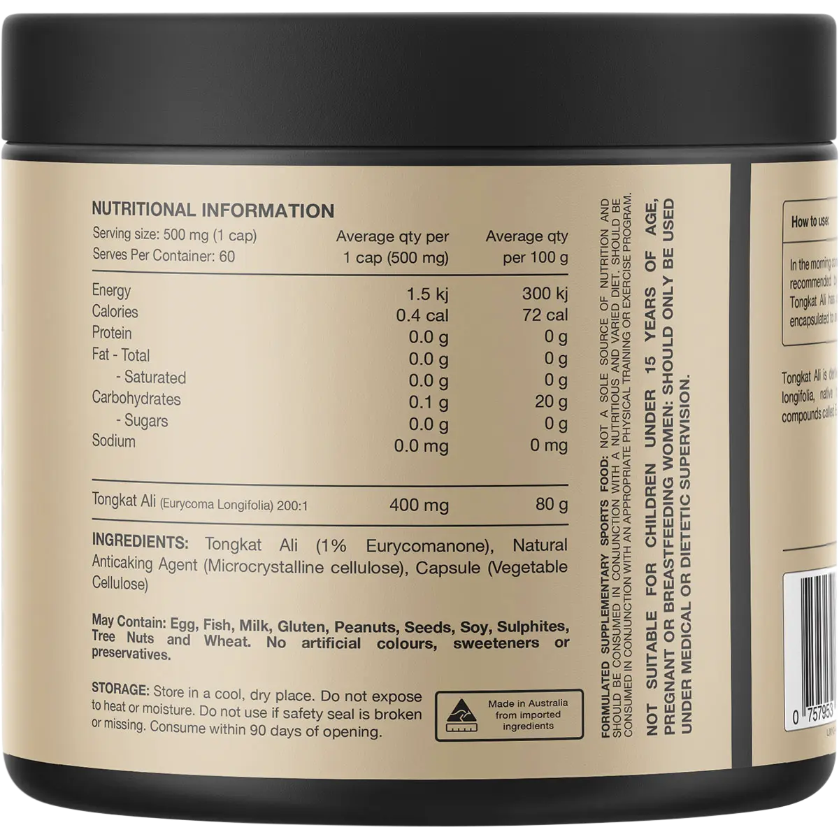 Switch Nutrition Tongkat Ali 100% Pure Tongkat Ali 60 Caps