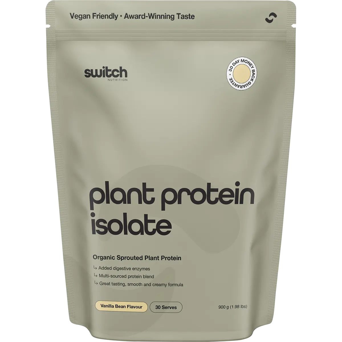 Switch Nutrition Protein Organic Sprouted Plant Vanilla Bean 900g by Switch Nutrition