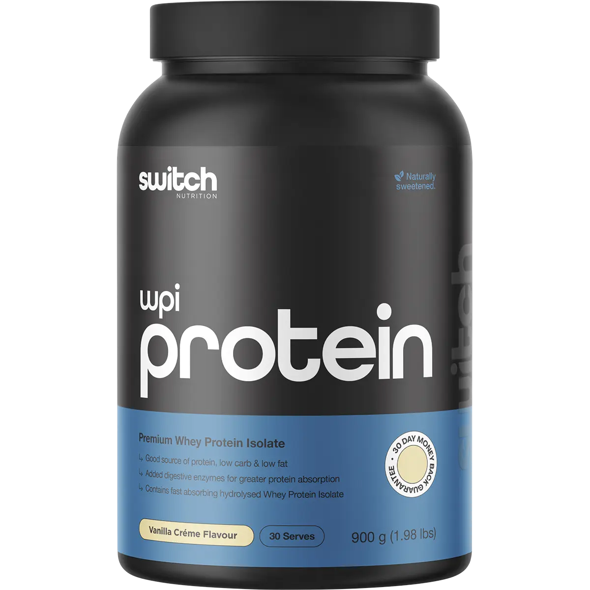 Switch Nutrition WPI Premium Whey Protein Isolate Vanilla Creme 900g — front pack image (UHP)