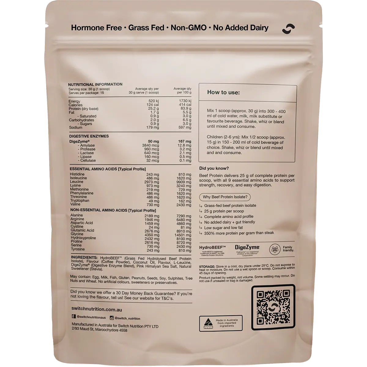 Switch Nutrition Beef Protein Isolate Iced Latte — secondary image (UHP Image2)