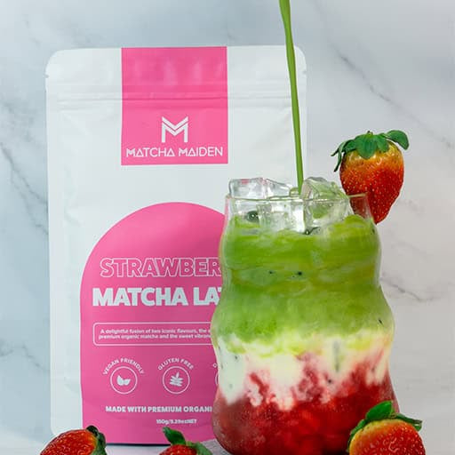 Matcha Maiden Strawberry Matcha Latte — prepared strawberry matcha lifestyle image