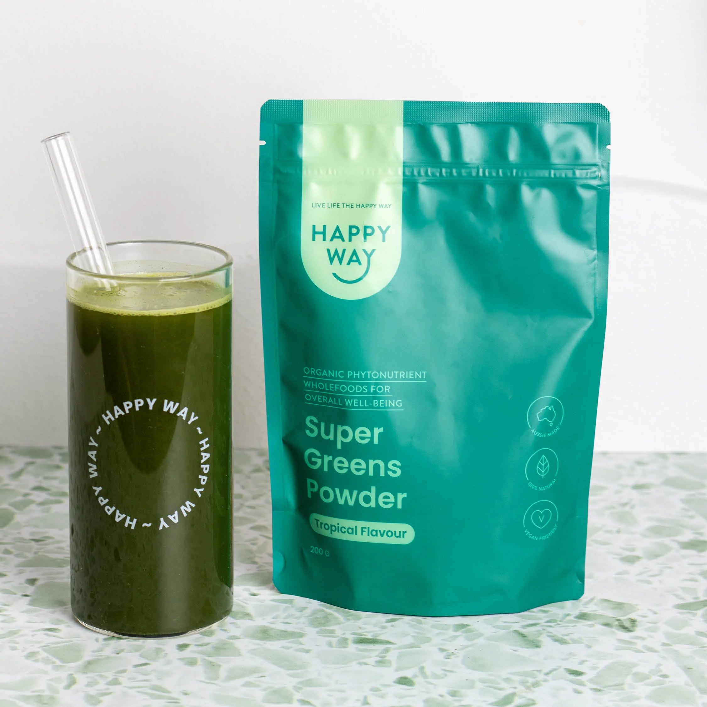 Happy Way Super Greens Powder Tropical 200g