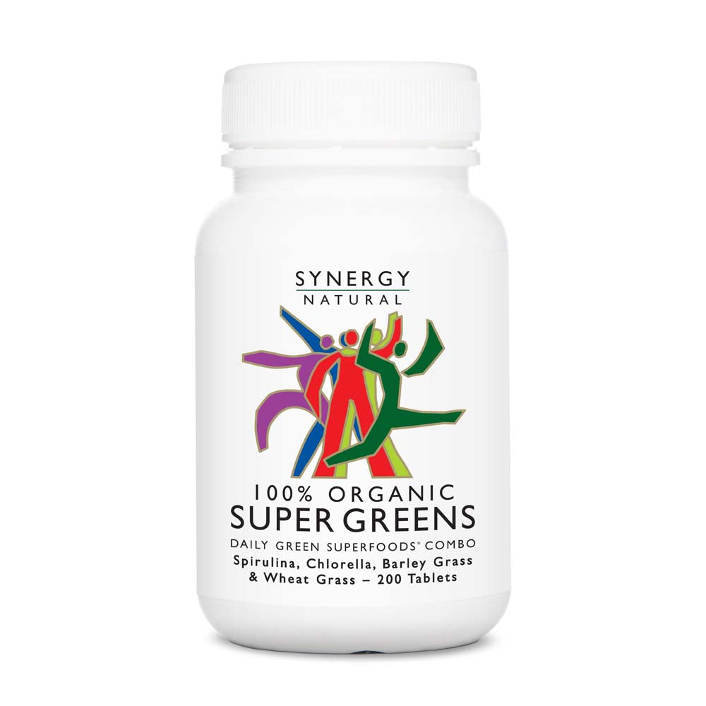 (CLEARANCE!) Synergy Natural Organic Super Greens Tablets (Spirulina, Chlorella, Barley Grass & Wheat Grass) 200 Tablets