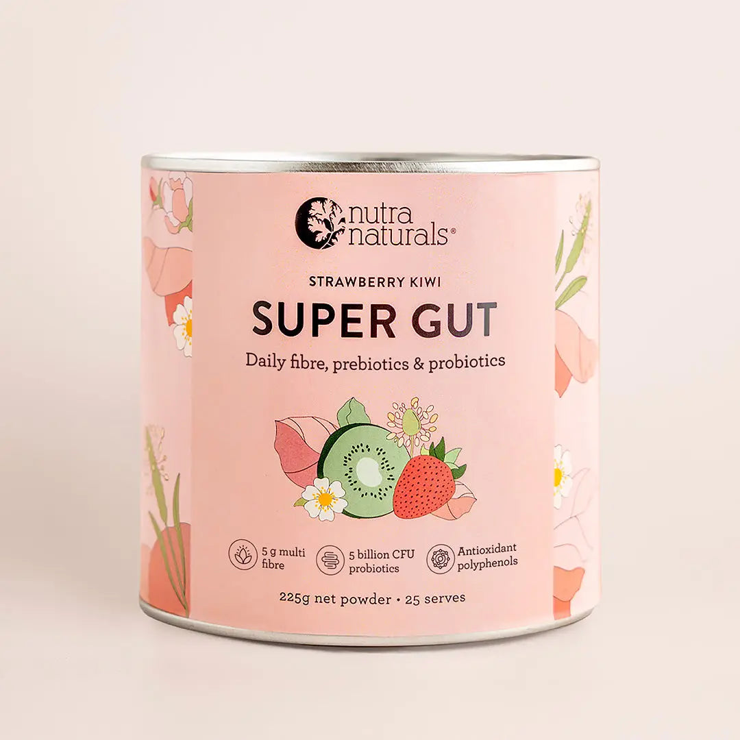 Nutra Naturals Super Gut Strawberry Kiwi 225g — official Nutra Naturals product image