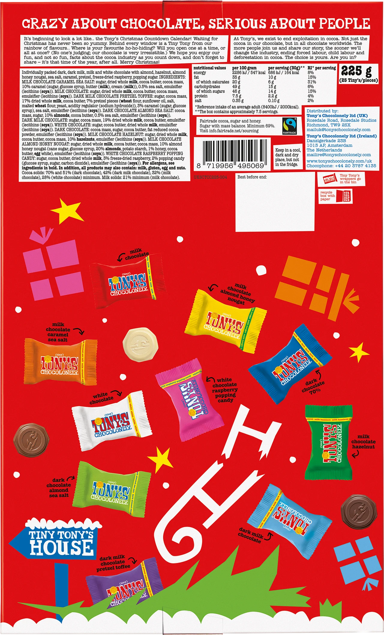 Tony's Chocolonely Countdown Chocolate Advent Calendar 225g