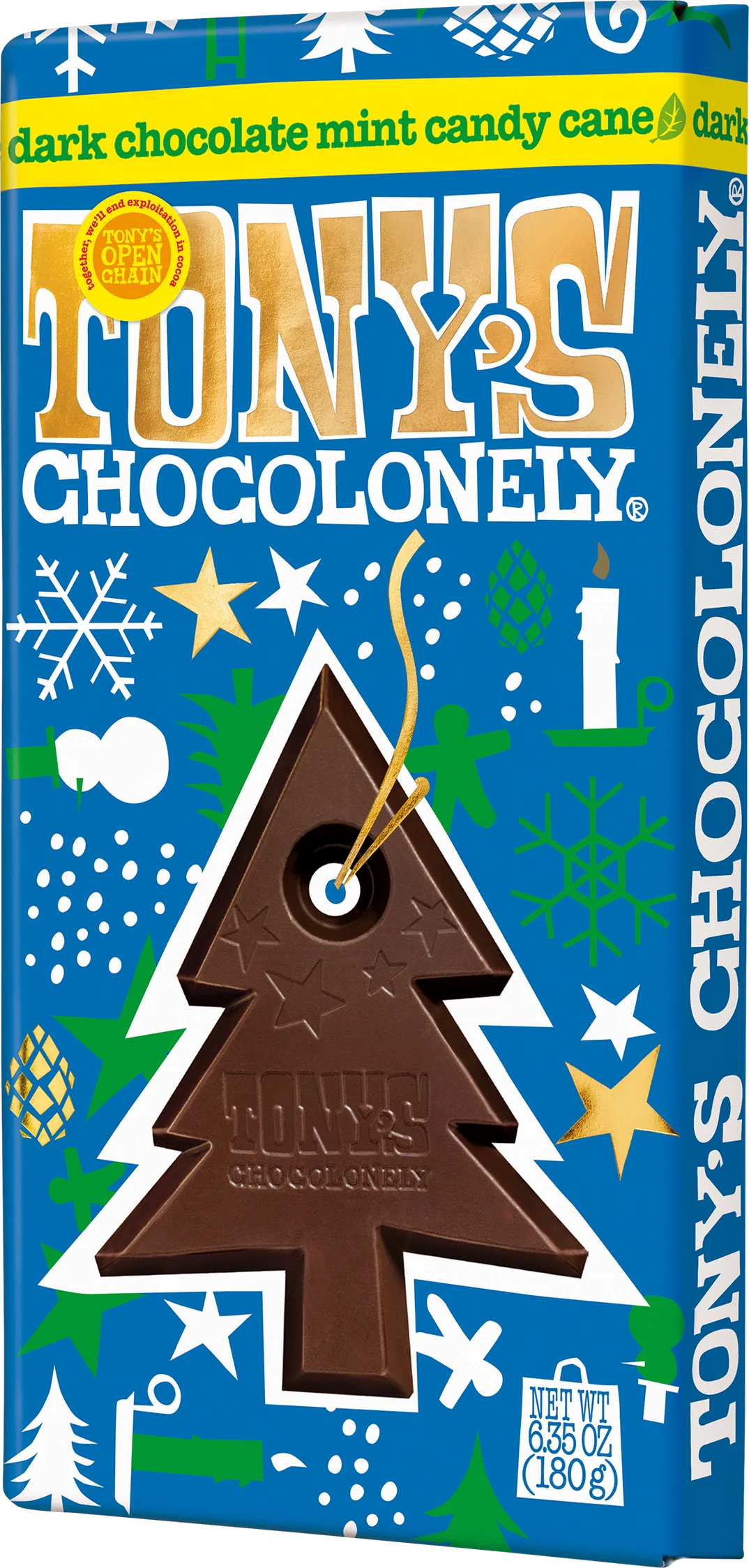 Tony's Chocolonely Dark Chocolate Mint Candy Cane 51%