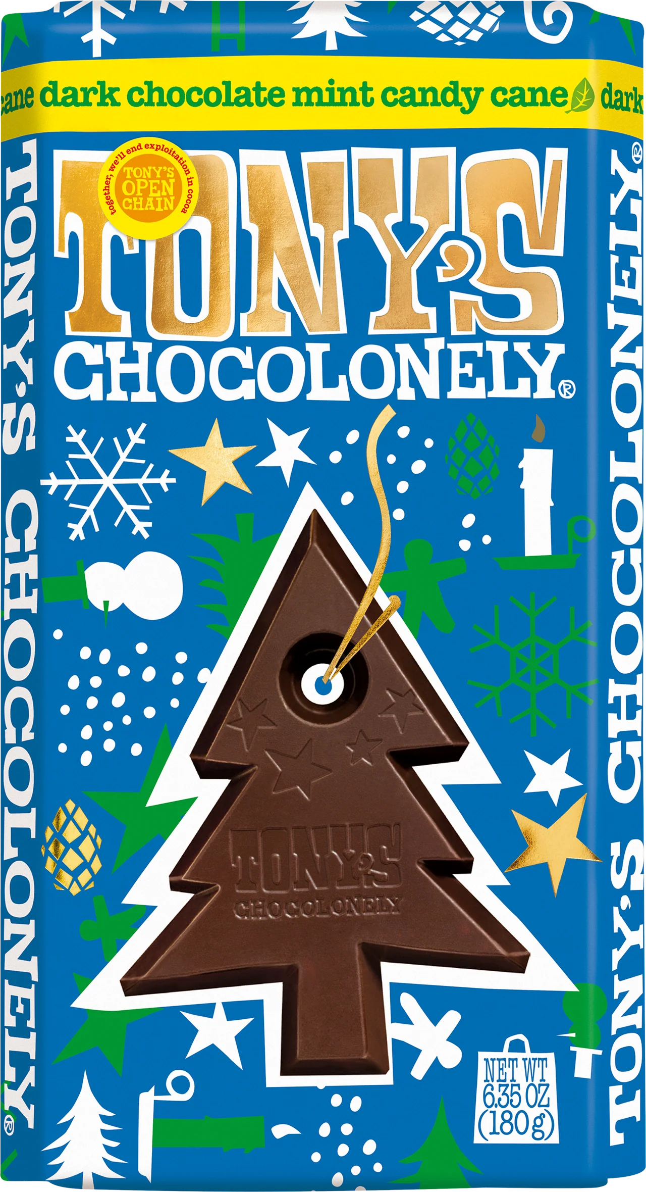 Tony's Chocolonely Dark Chocolate Mint Candy Cane 51%