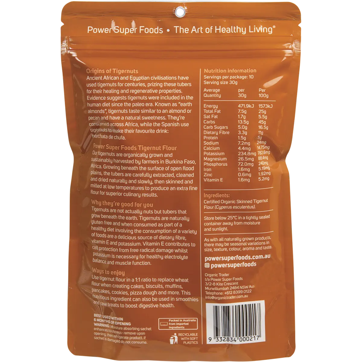 Power Super Foods Tigernut Flour - Origin Cert Org