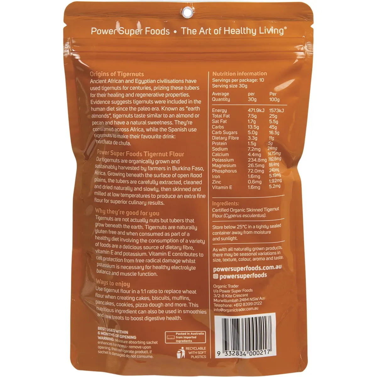 Power Super Foods Tigernut Flour - Origin Cert Org 300g