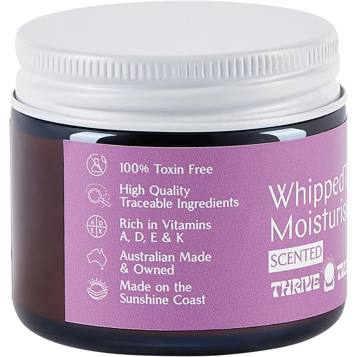 Thrive Tallow Whipped Tallow Moisturiser Ylang Ylang & Vanilla 70ml — left side of jar