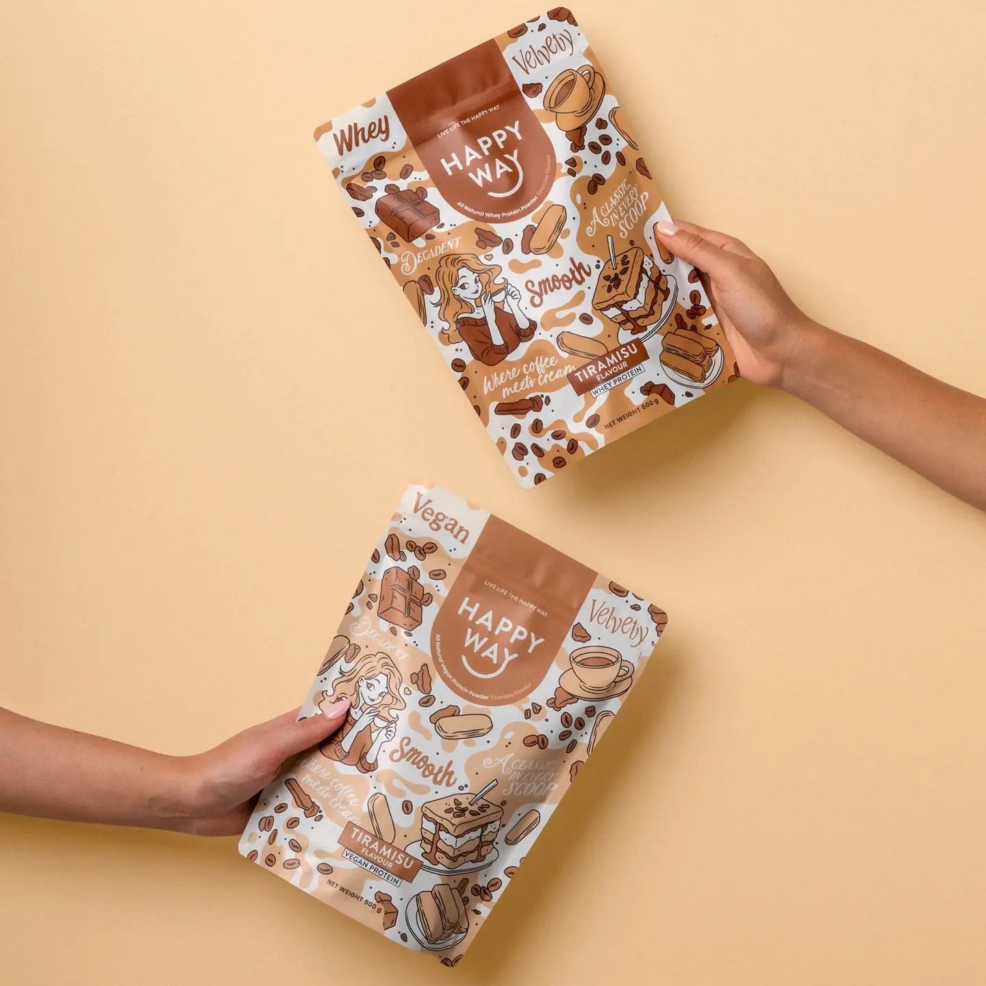 Happy Way Tiramisu Whey Protein Powder lifestyle image