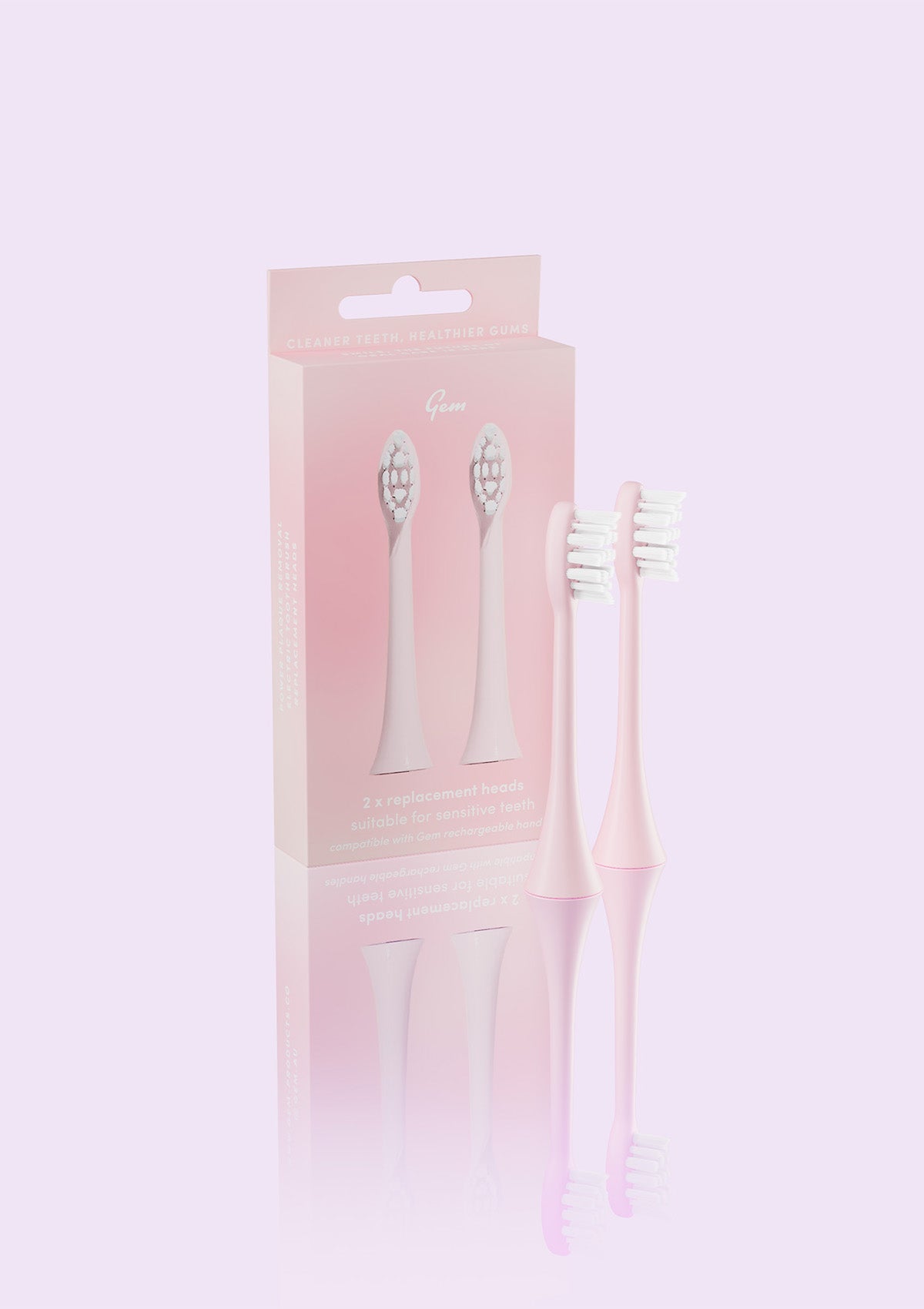 Gem Electric Toothbrush Replacement Heads Coconut 2pk — authentic packaging from gem-products.co