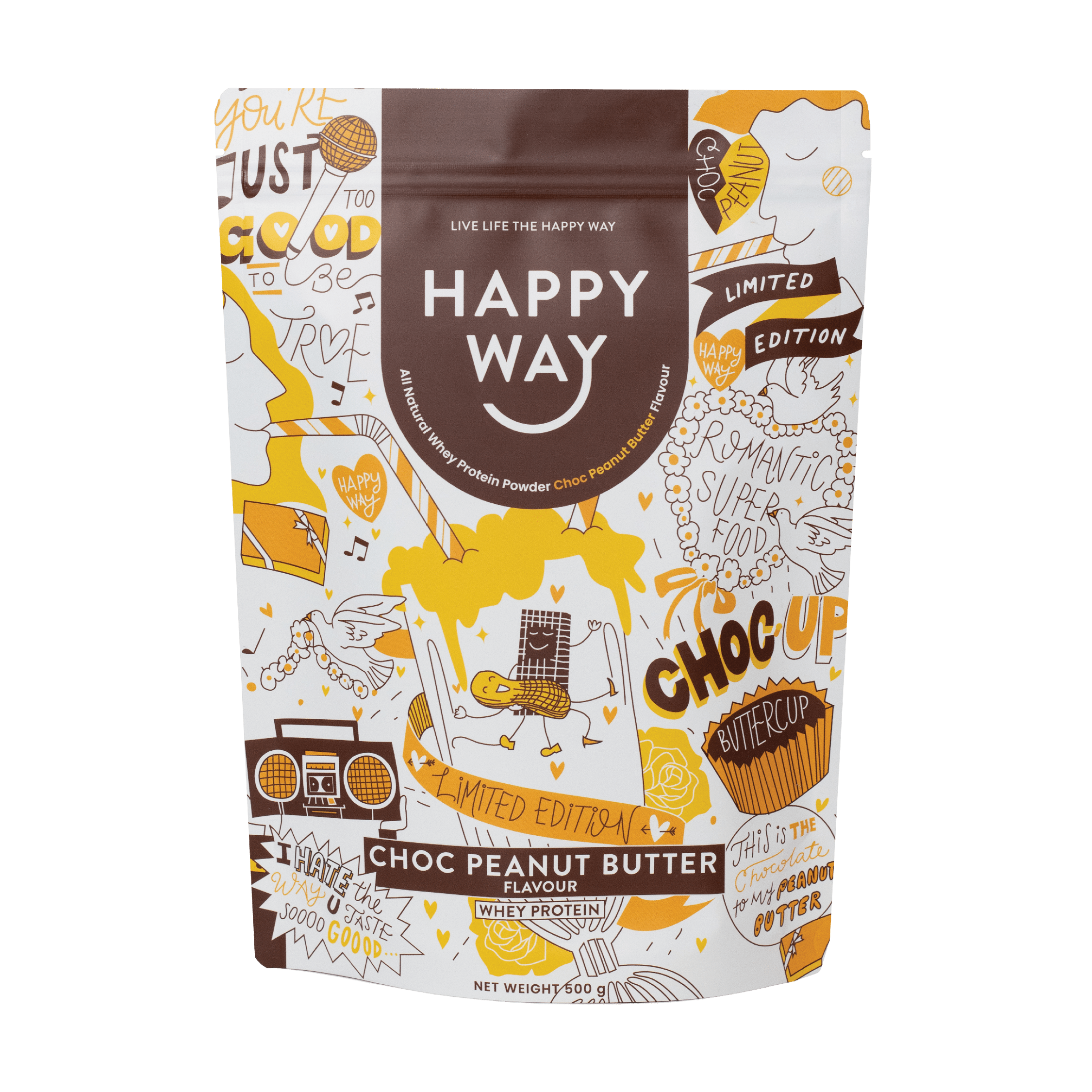 Happy Way Whey Protein Powder Choc Peanut Butter 500g
