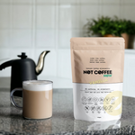 Not Coffee Vanilla 120g — prepared latte lifestyle image