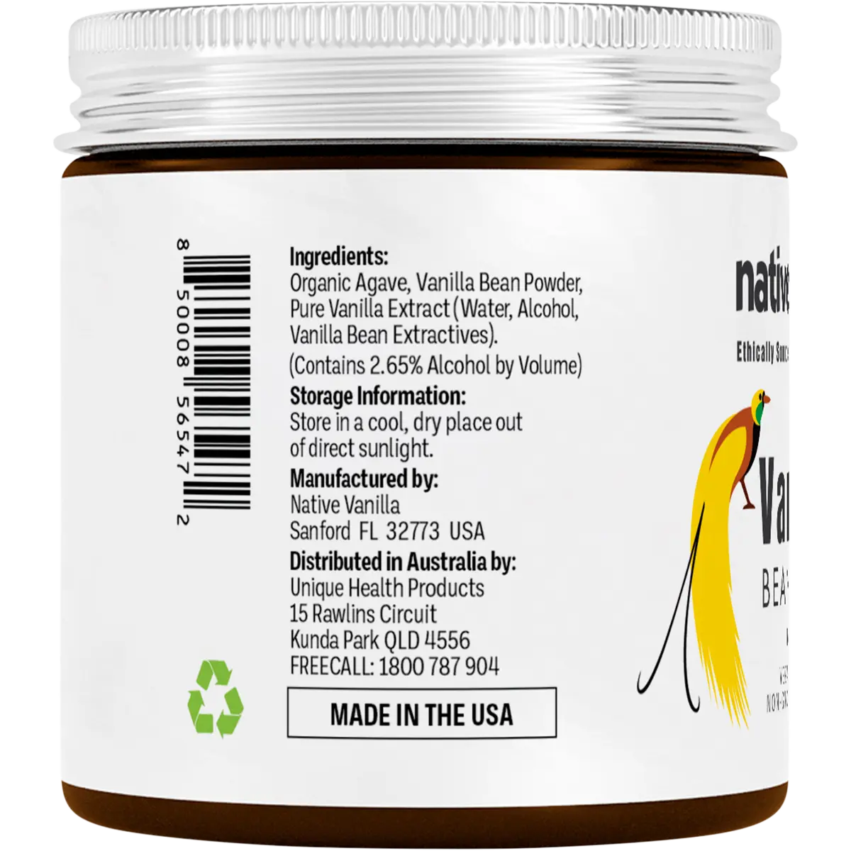 Native Vanilla Vanilla Bean Paste 118ml — side pack image (UHP)