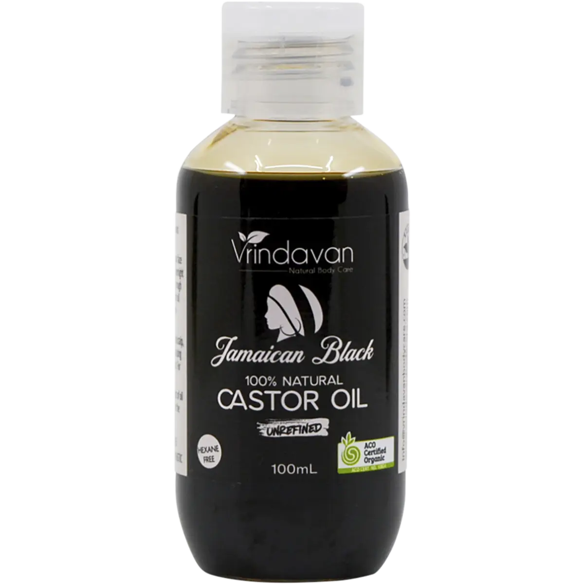 Vrindavan Jamaican Black Castor Oil Unrefined 100ml — front pack image (UHP)