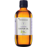 Vrindavan Castor Oil and Lavender Amber Glass Bottle 200ml — front pack image (UHP)