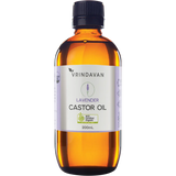 Vrindavan Castor Oil and Lavender Amber Glass Bottle 200ml — front pack image (UHP)