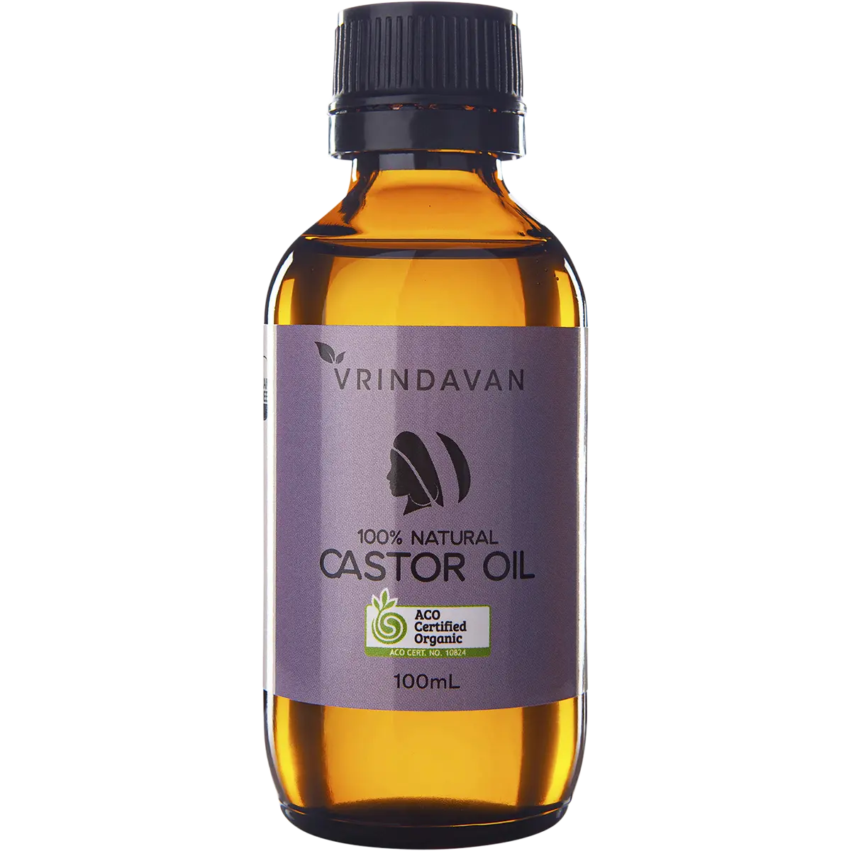 Vrindavan Castor Oil - Hexane Free - Amber Glass Bottle — front pack image (UHP)