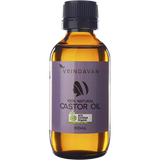 Vrindavan Castor Oil - Hexane Free - Amber Glass Bottle — front pack image (UHP)
