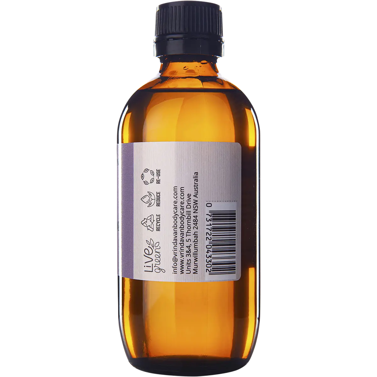 Vrindavan Castor Oil - Hexane Free - Amber Glass Bottle — side pack image (UHP)