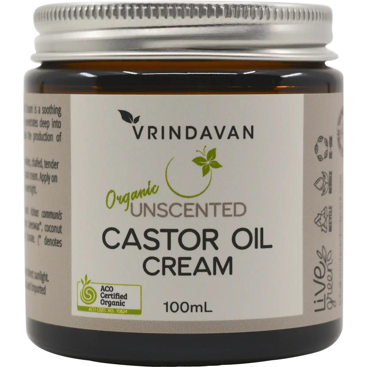 Vrindavan Castor Oil Cream Unscented 100ml — front pack image (UHP)
