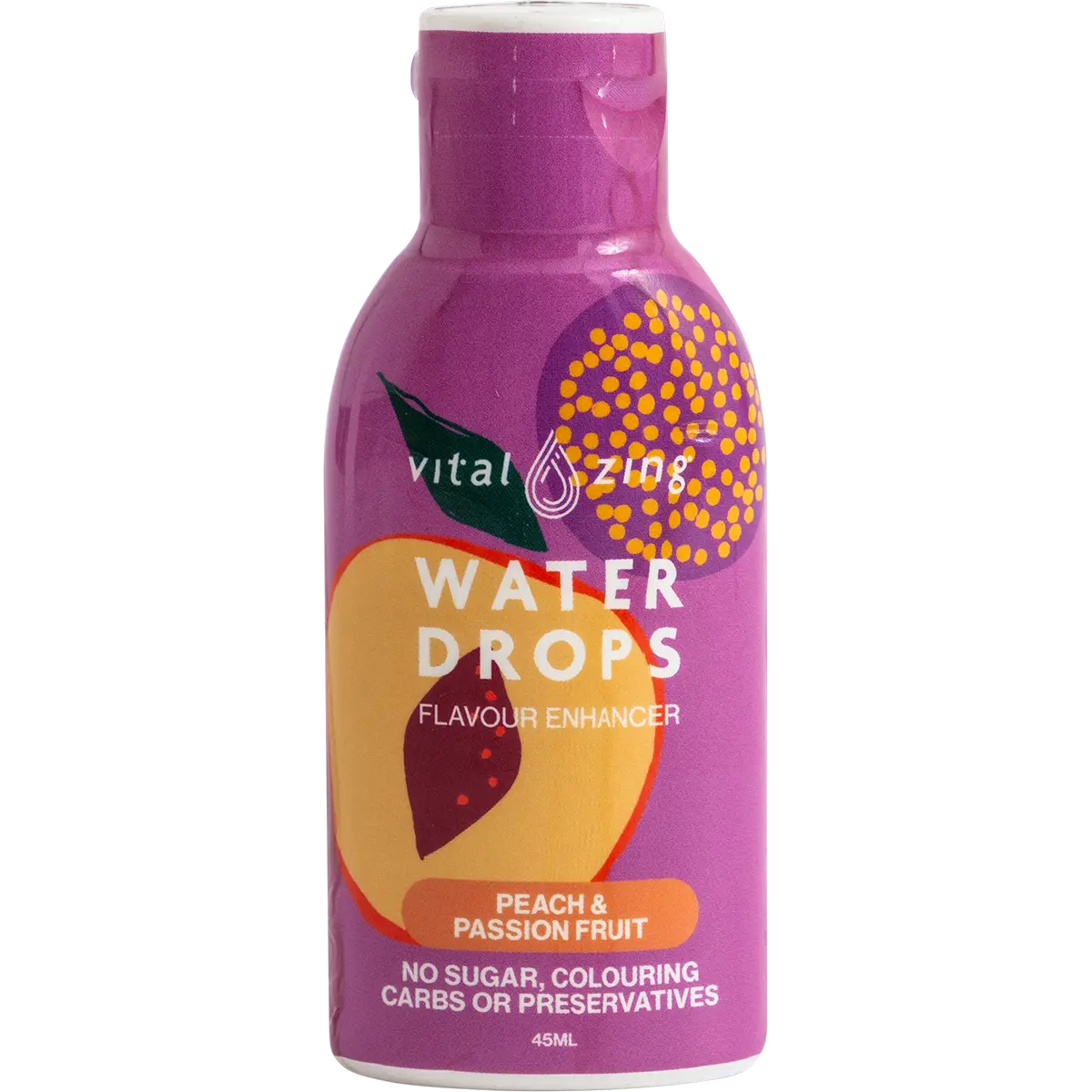 Vital Zing Water Drops Peach & Passionfruit 45ml