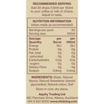 Vital Zing Café Drops Vanilla 40ml — nutrition panel (UHP)