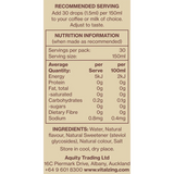 Vital Zing Café Drops Vanilla 40ml — nutrition panel (UHP)