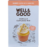 Well and Good Vanilla Cupcake Mix with Icing & Sprinkles 510g — front pack image (UHP)