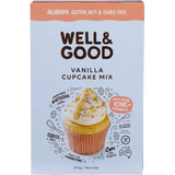 Well and Good Vanilla Cupcake Mix with Icing & Sprinkles 510g — front pack image (UHP)