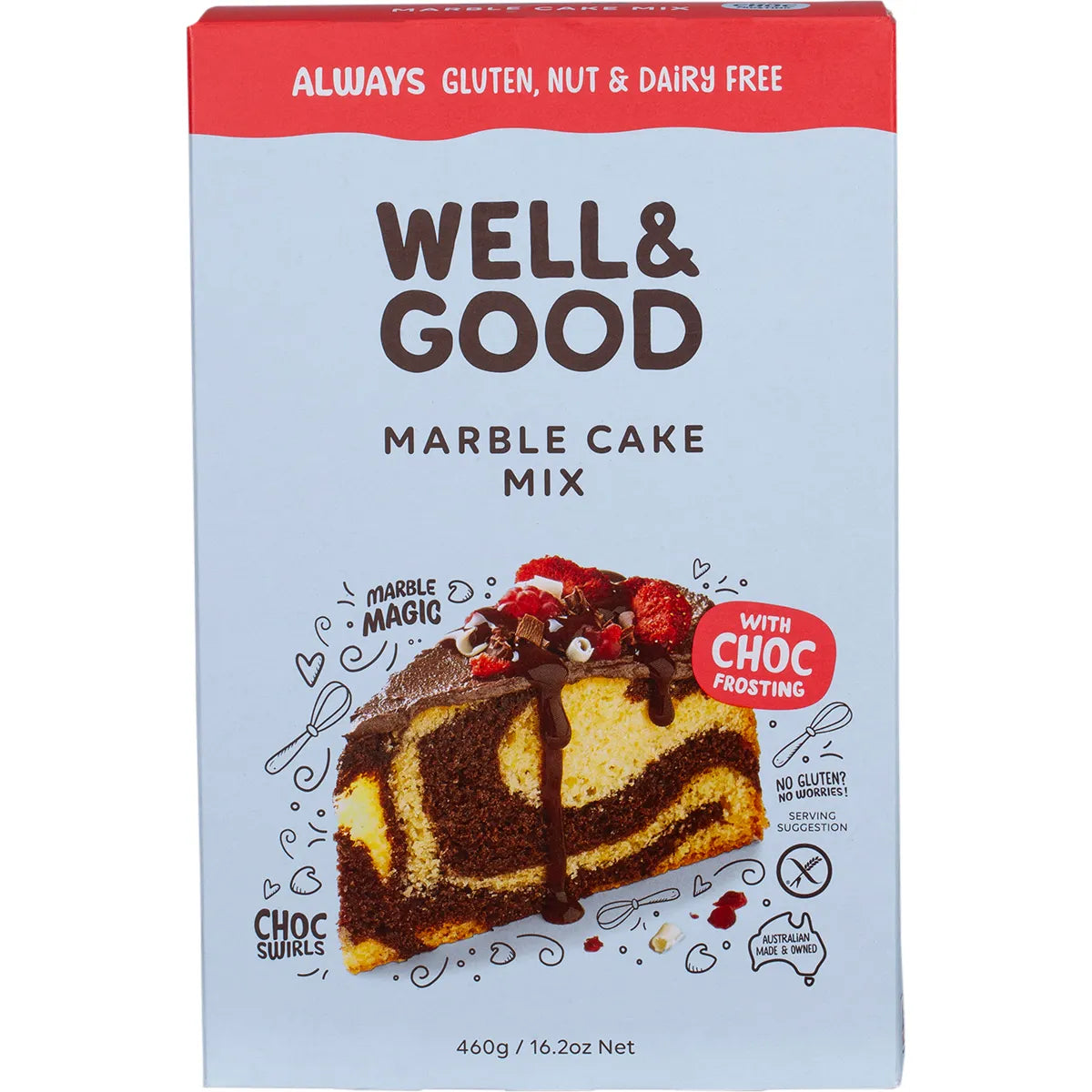 Well and Good Marble Cake Mix with Choc Frosting 460g